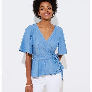 Loft Chambray Wrap Top